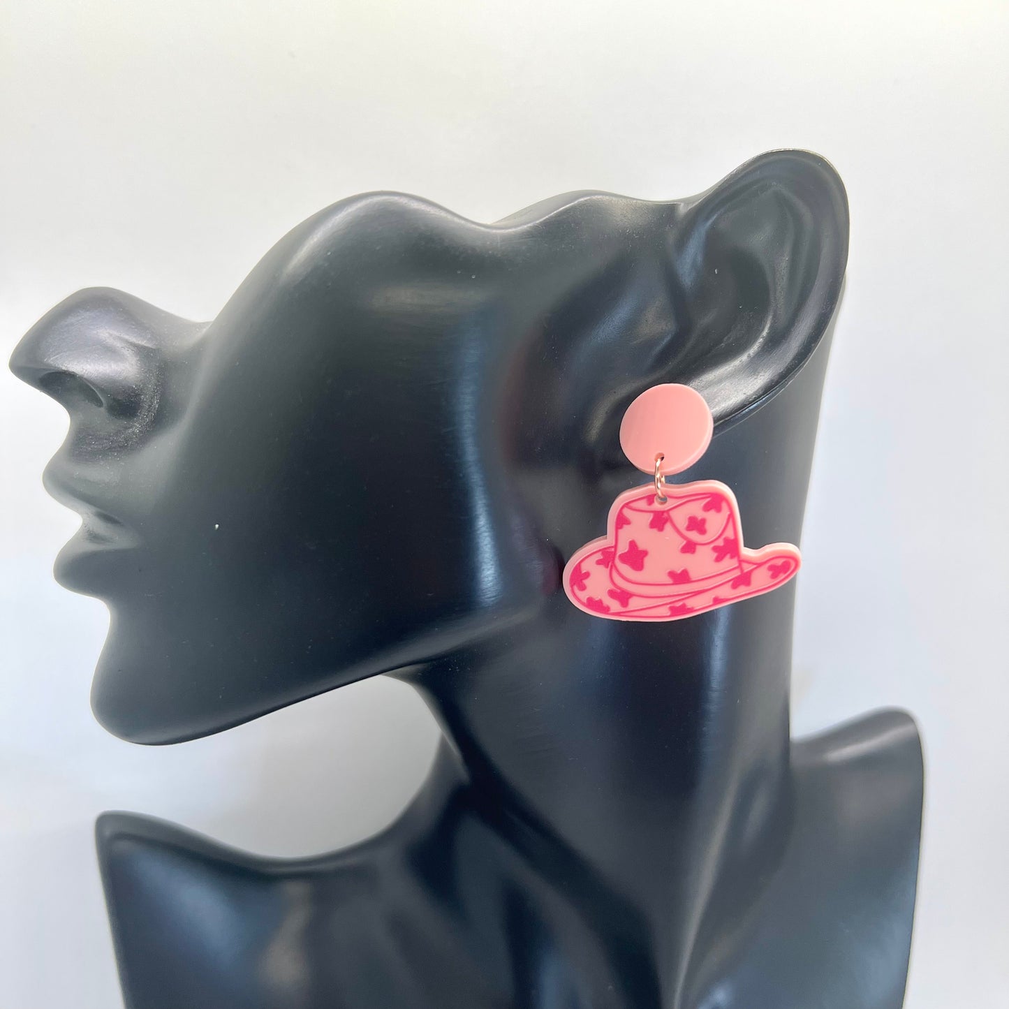 Pink Cowgirl Hat Earrings