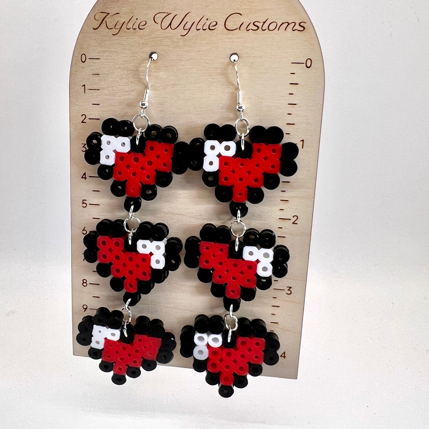 8-Bit Life Heart Chain Earrings