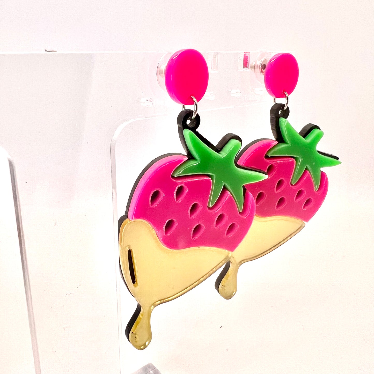 Gold Dipped Strawberry Earrings