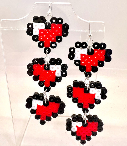 8-Bit Life Heart Chain Earrings