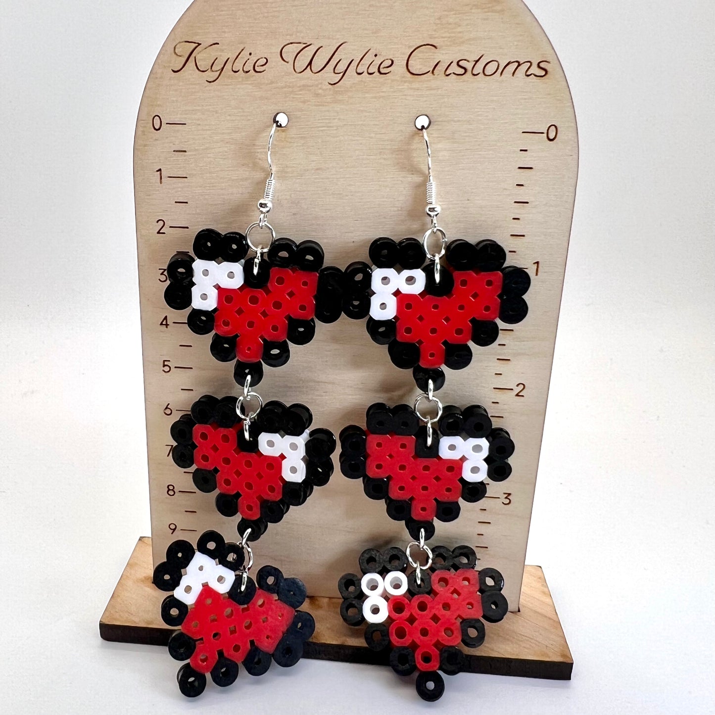 8-Bit Life Heart Chain Earrings