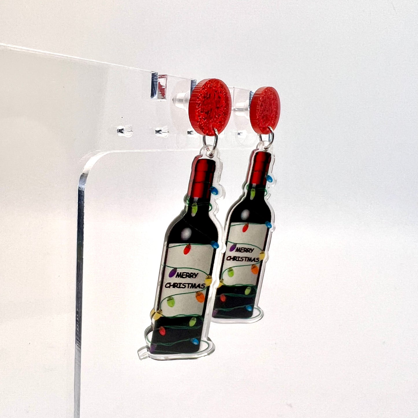 Christmas Wine Bottle Earrings
