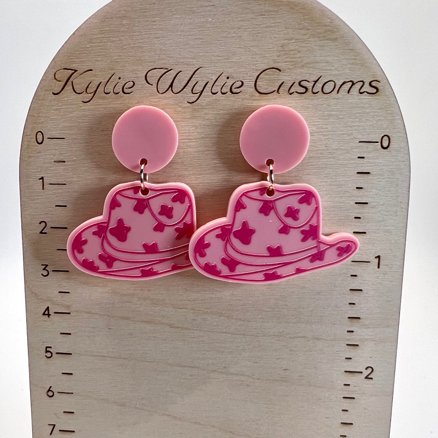 Pink Cowgirl Hat Earrings