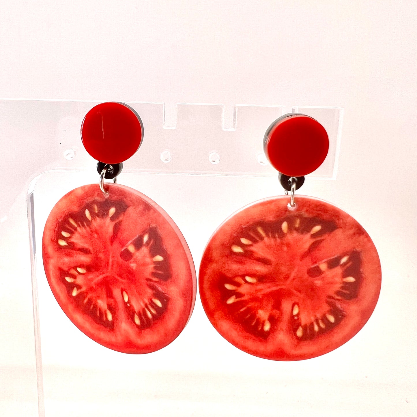 Large Tomato Slice Earrings
