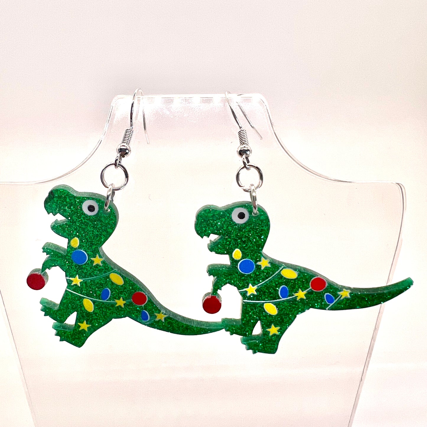 Christmas T-Rex Earrings