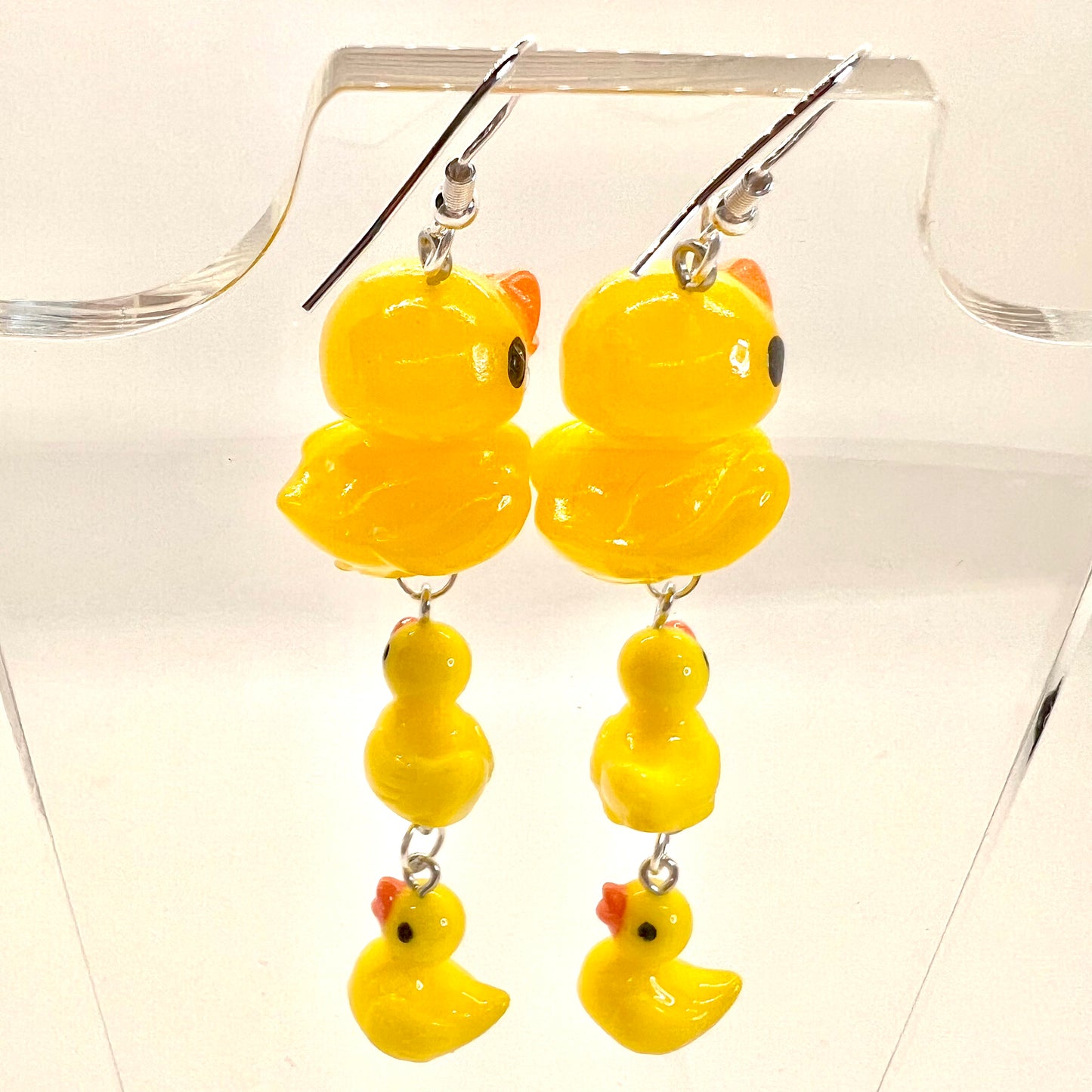 Large Rubber Duck Family Chain Earrings