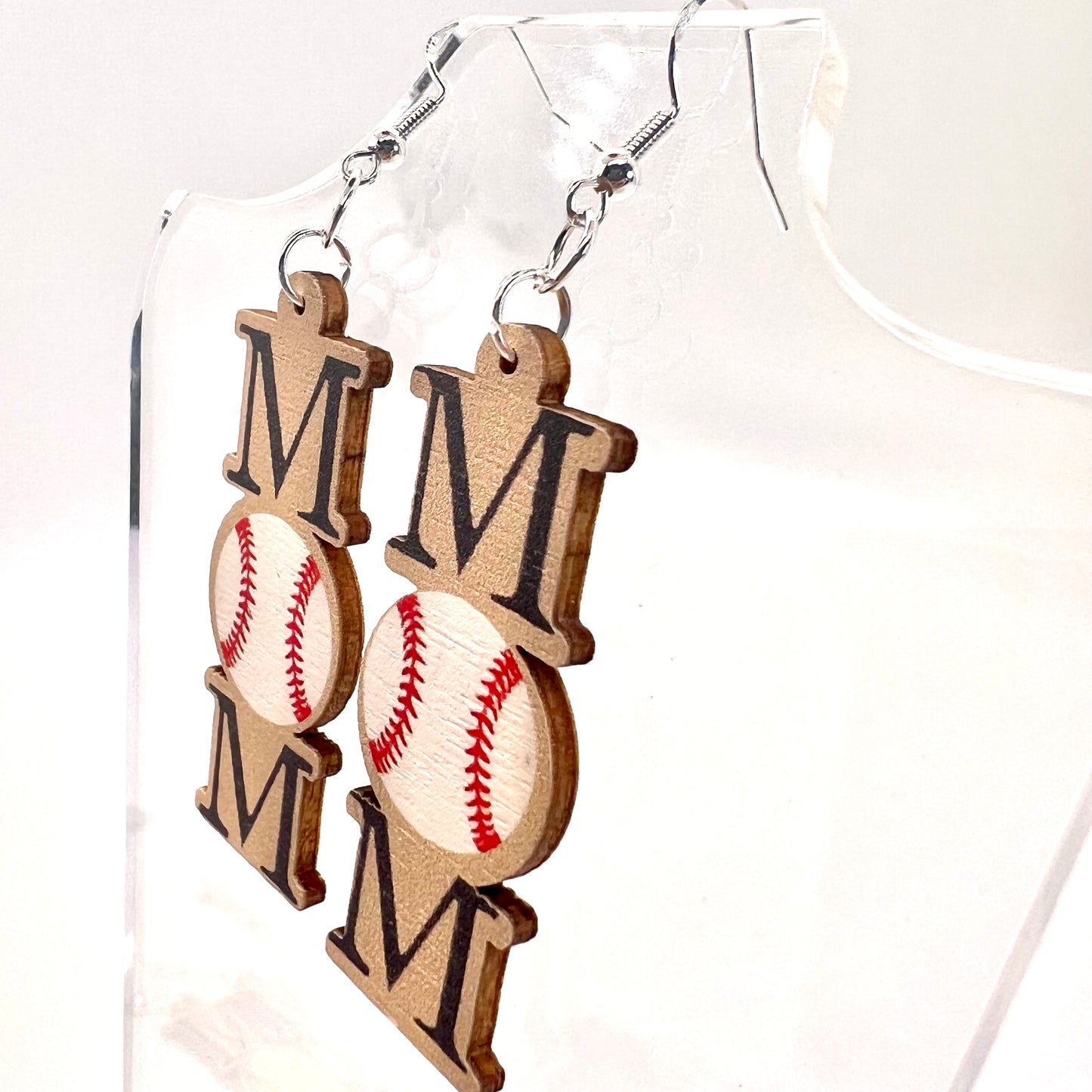 Sports Mom Wood Earrings