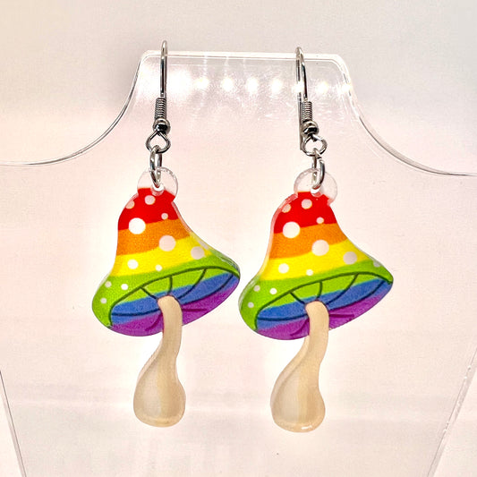Rainbow Mushroom Earrings