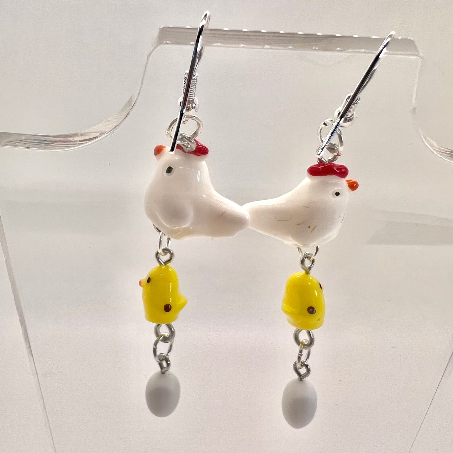 Chicken Family Chain Earrings