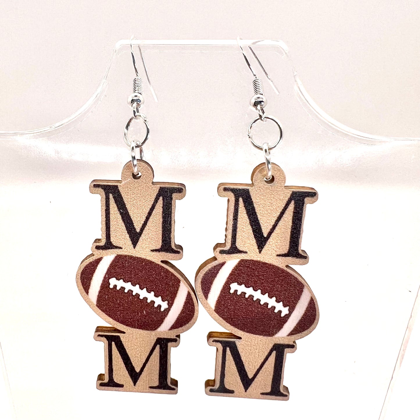 Sports Mom Wood Earrings