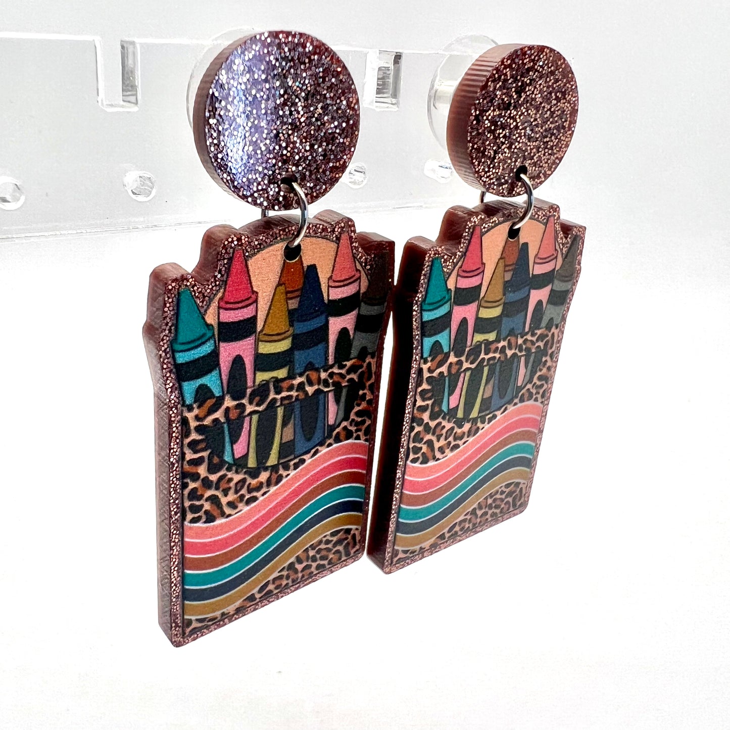 Cheetah Crayon Earrings