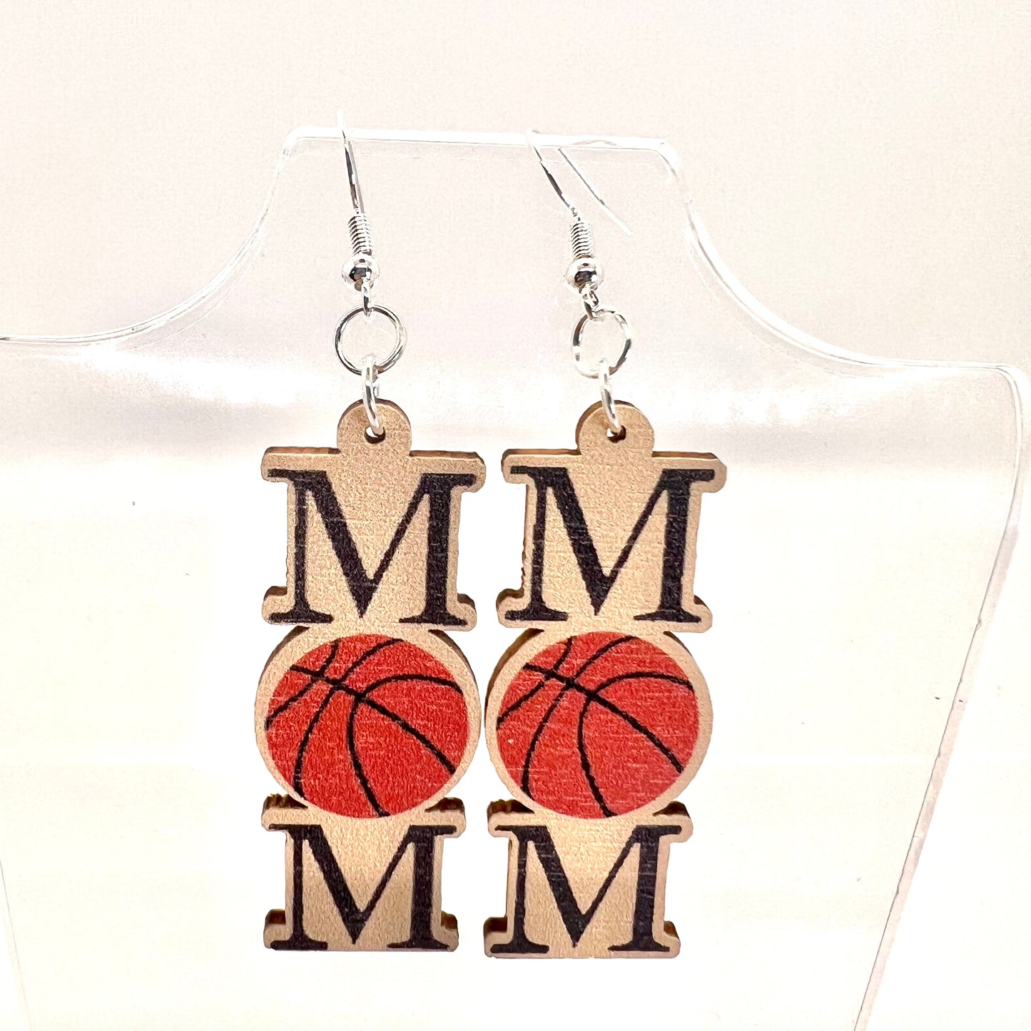 Sports Mom Wood Earrings