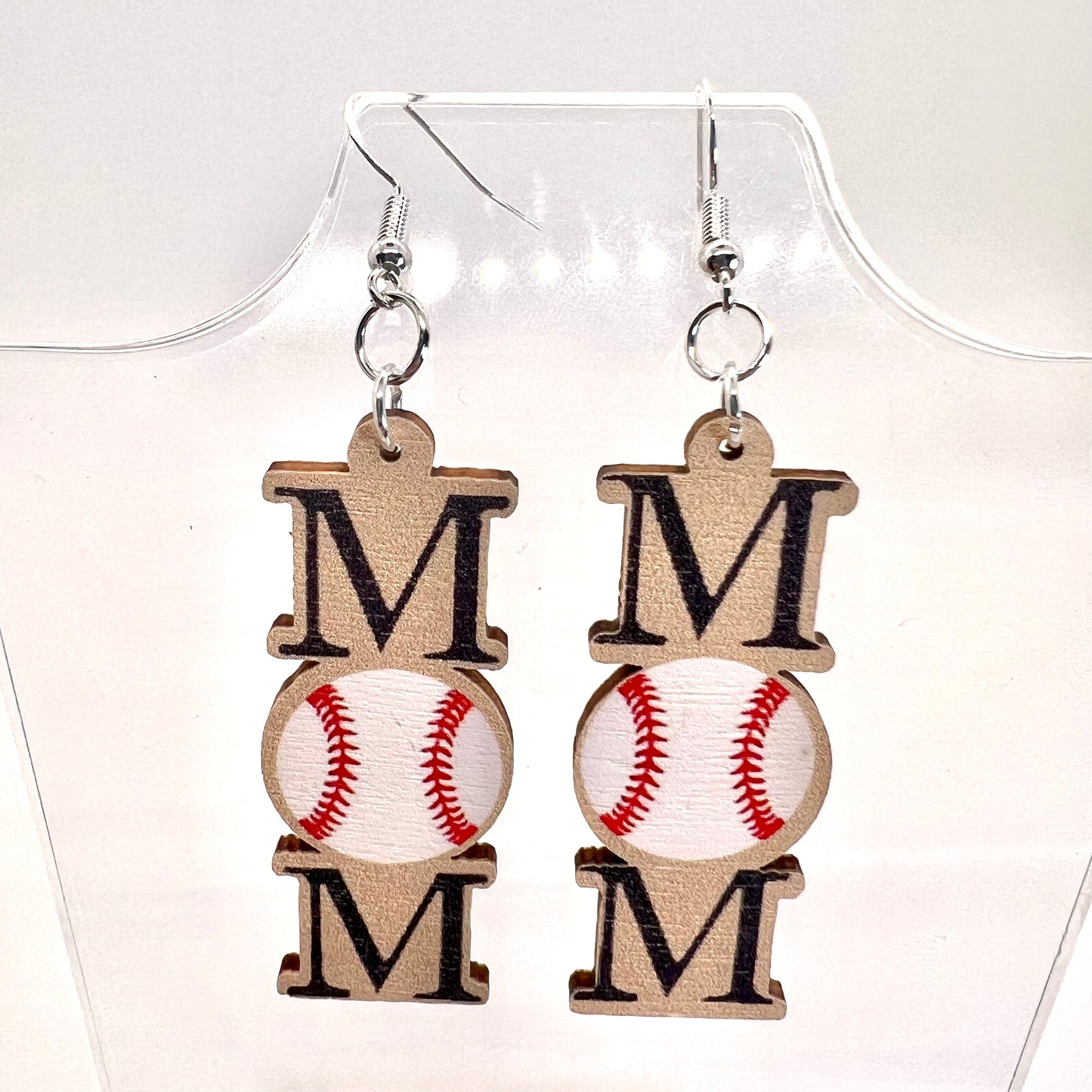 Sports Mom Wood Earrings