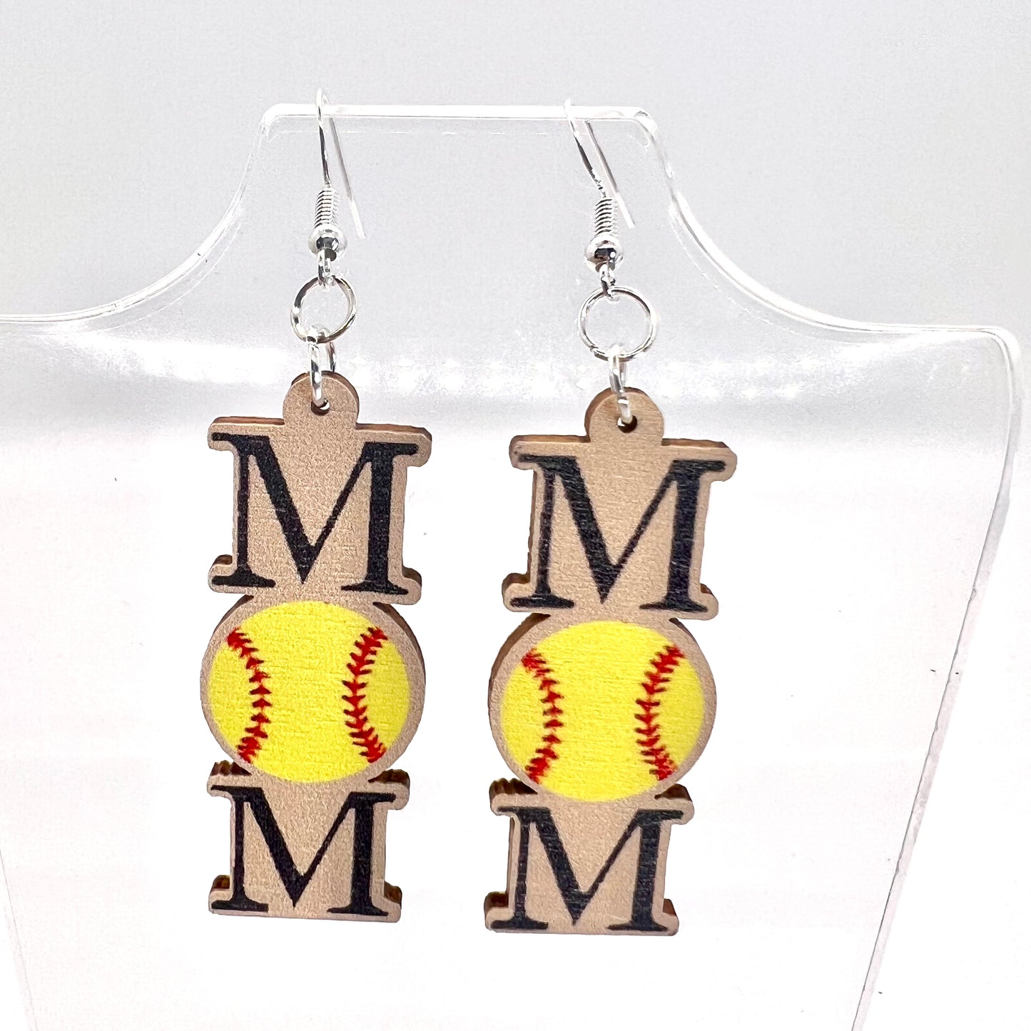 Sports Mom Wood Earrings