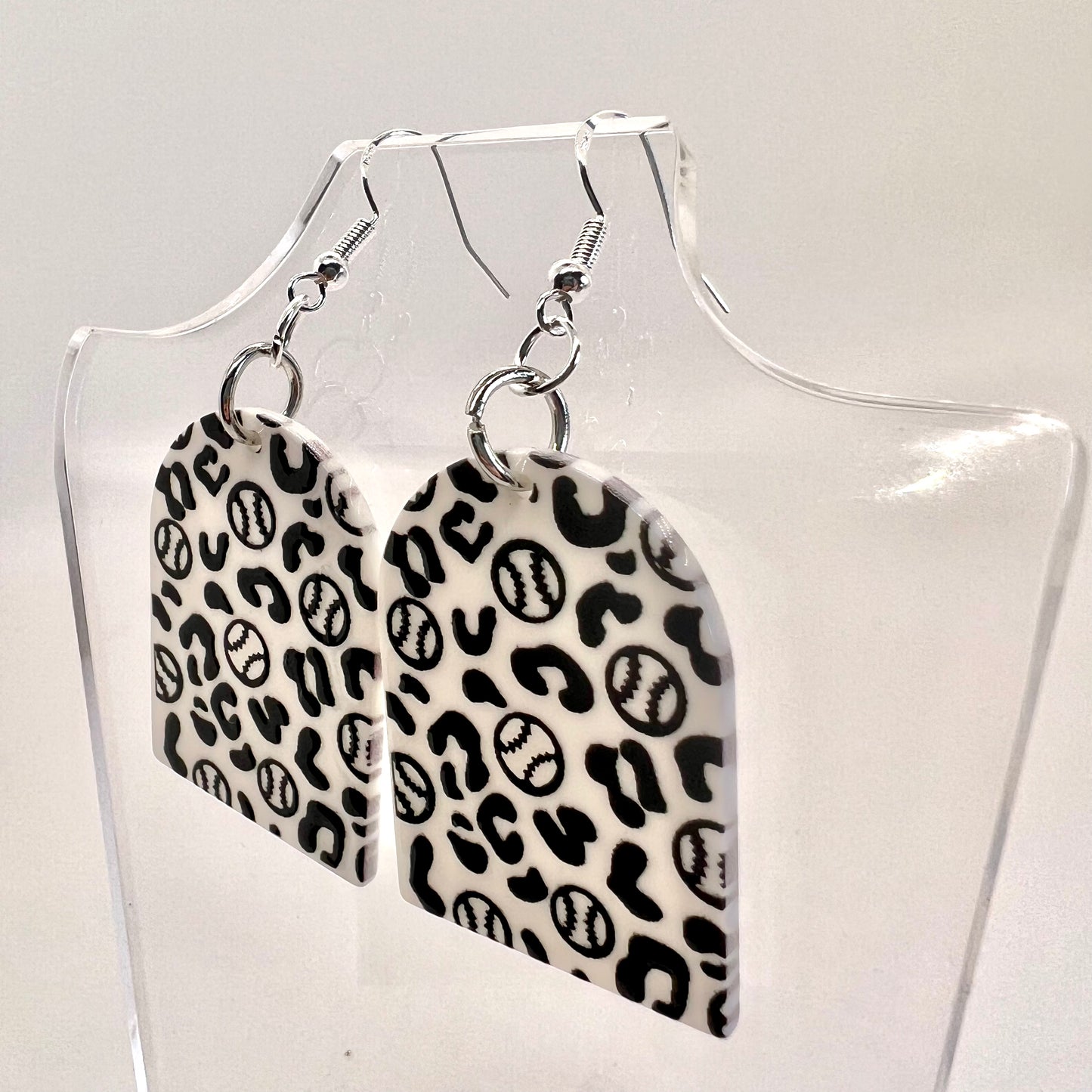 Baseball Cheetah Print Earrings