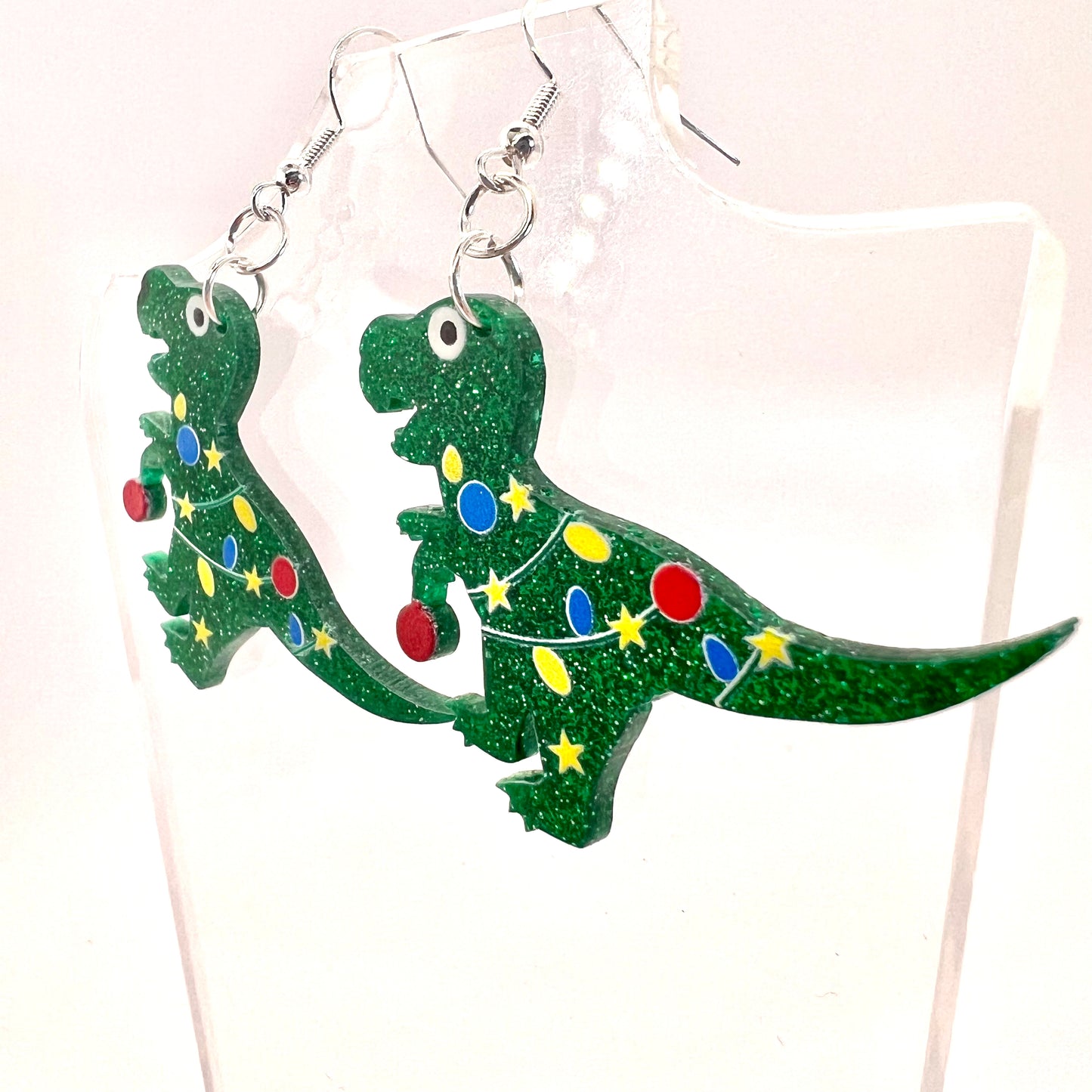 Christmas T-Rex Earrings