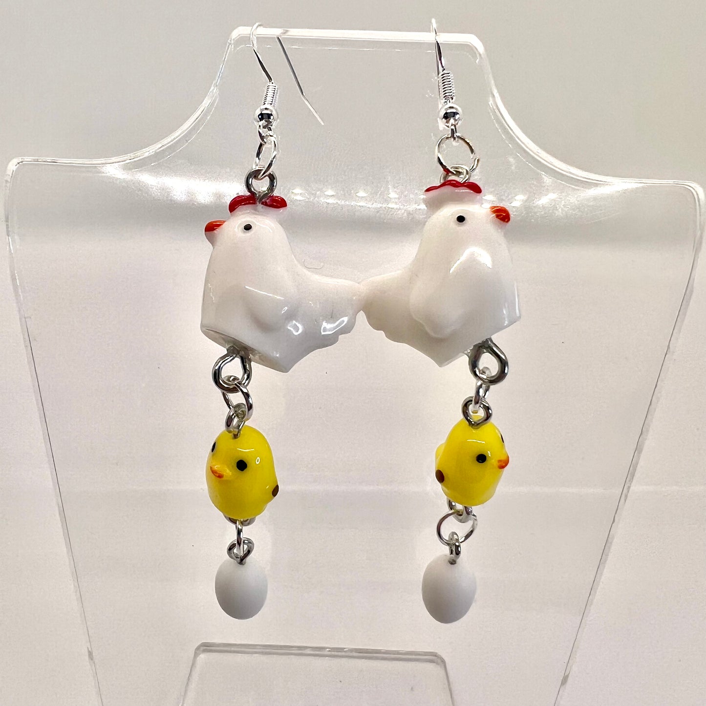 Chicken Family Chain Earrings