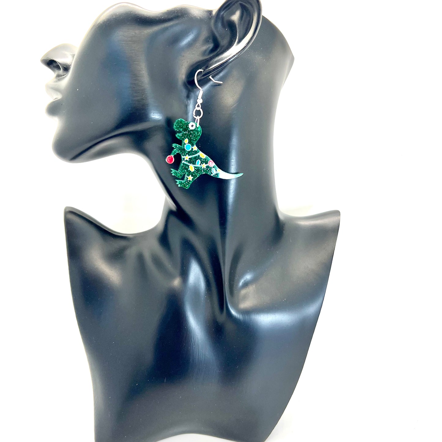 Christmas T-Rex Earrings