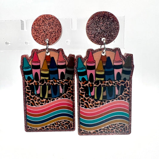 Cheetah Crayon Earrings