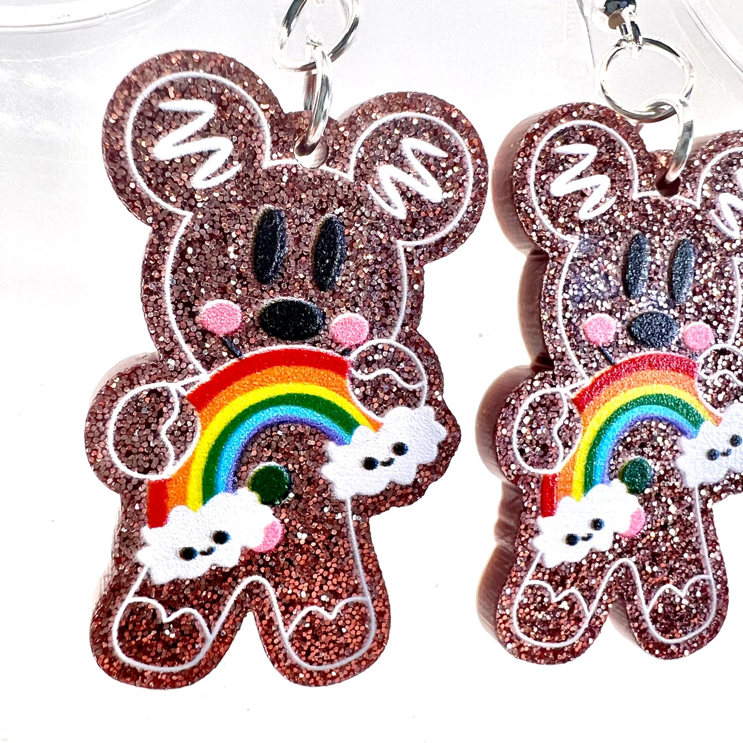 Mickey Rainbow Gingerbread Man Earrings