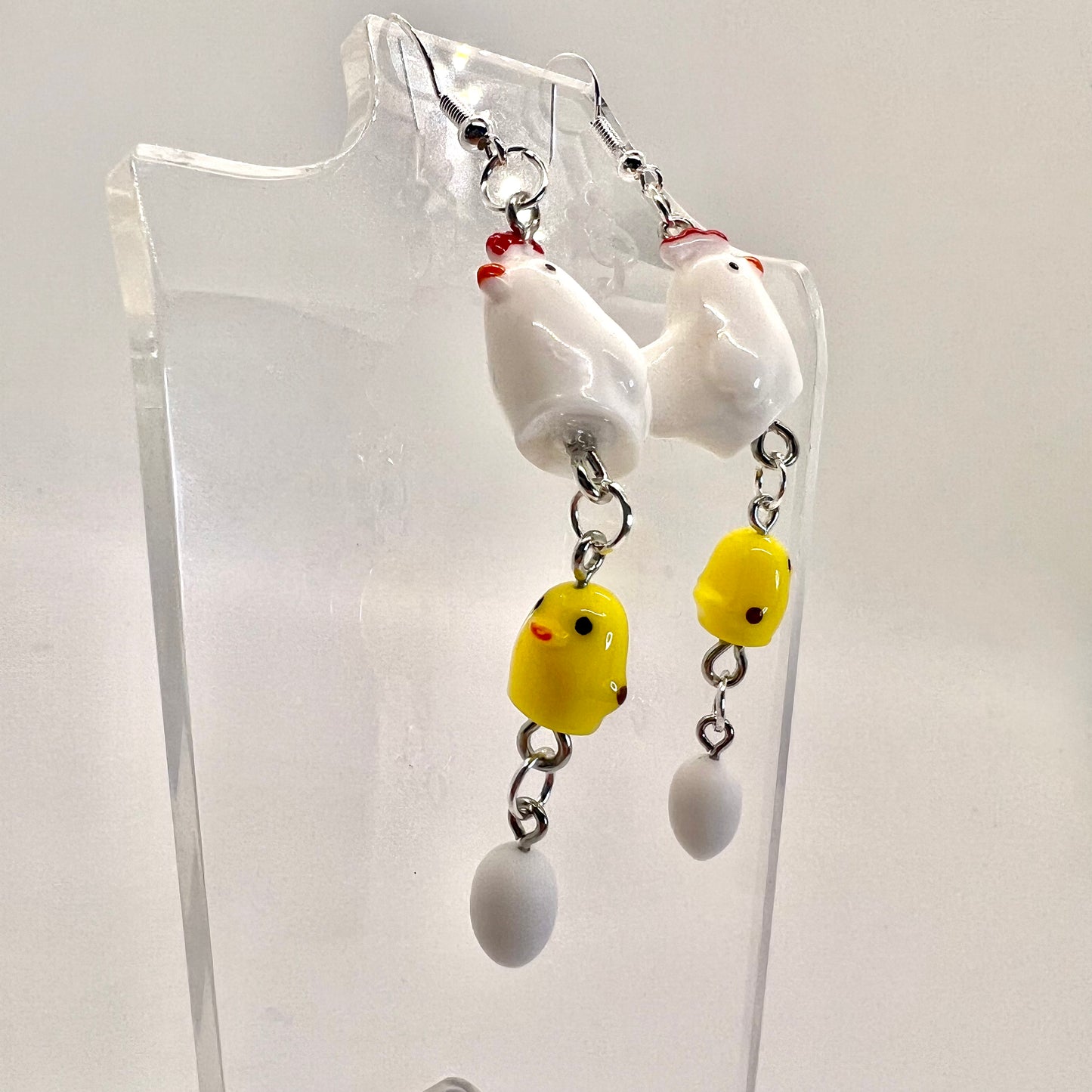 Chicken Family Chain Earrings