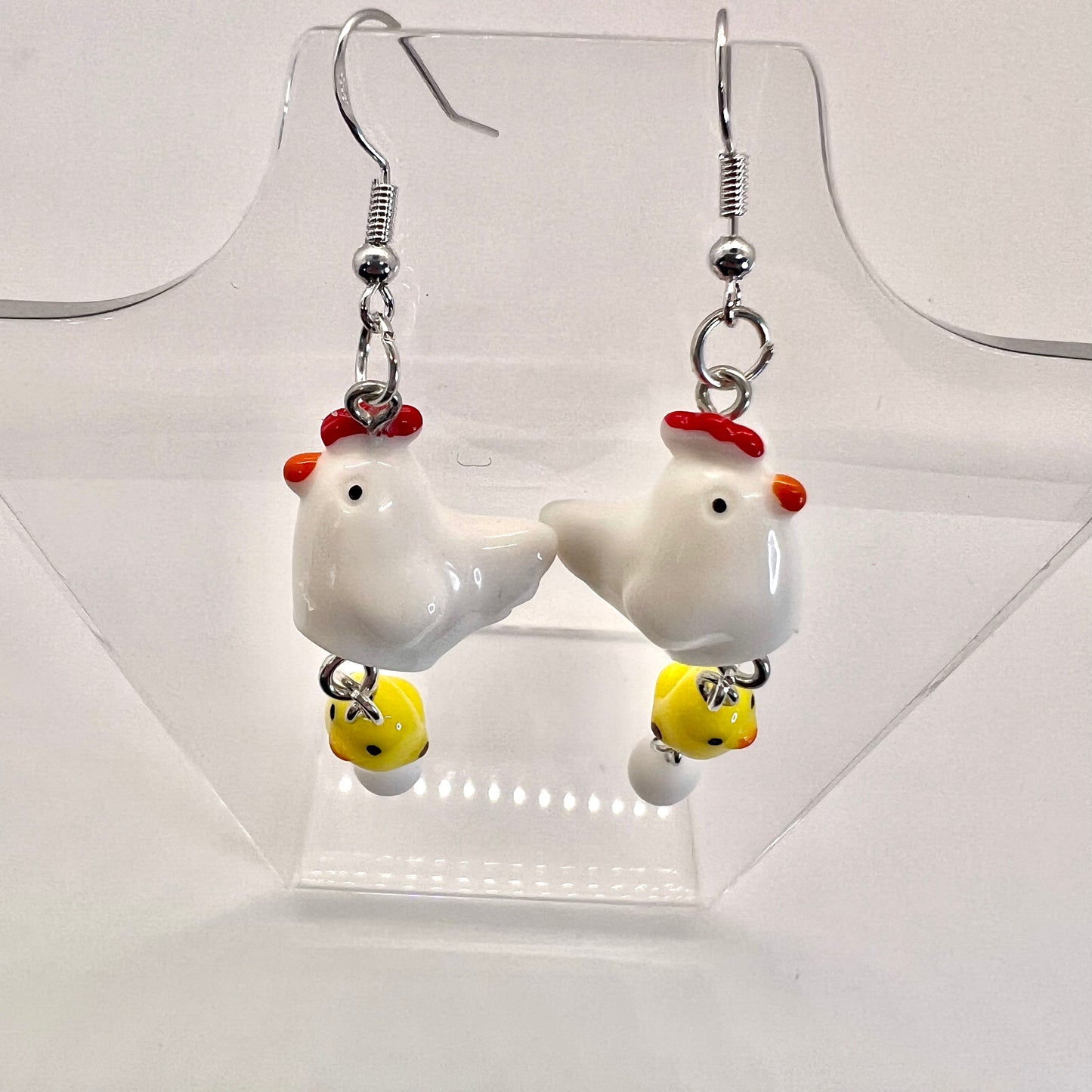 Chicken Family Chain Earrings