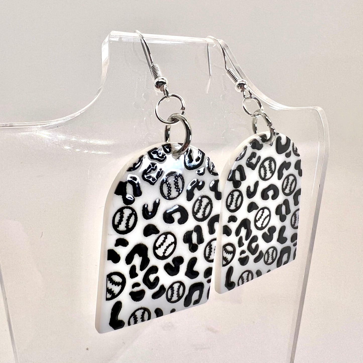 Baseball Cheetah Print Earrings