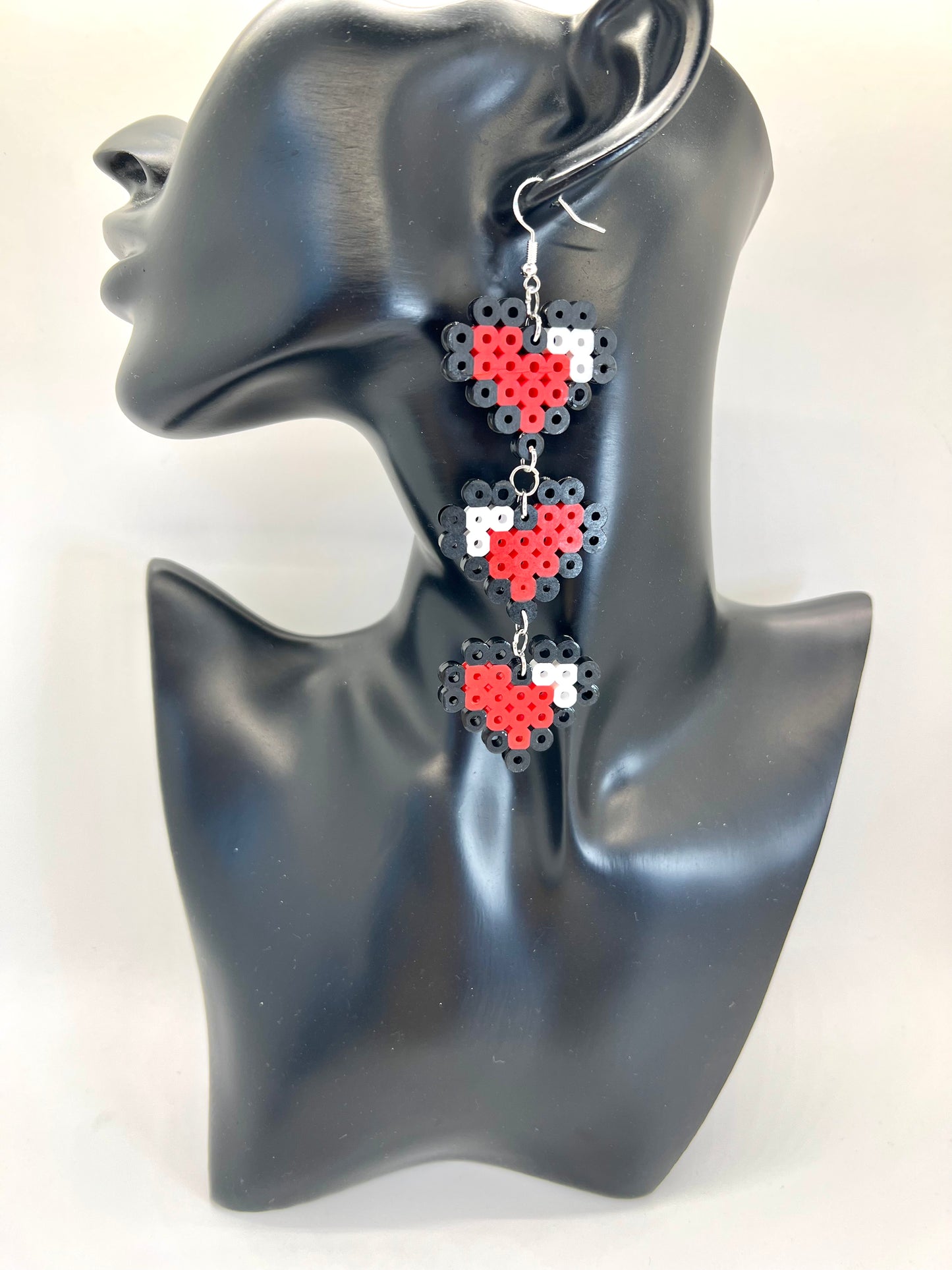 8-Bit Life Heart Chain Earrings