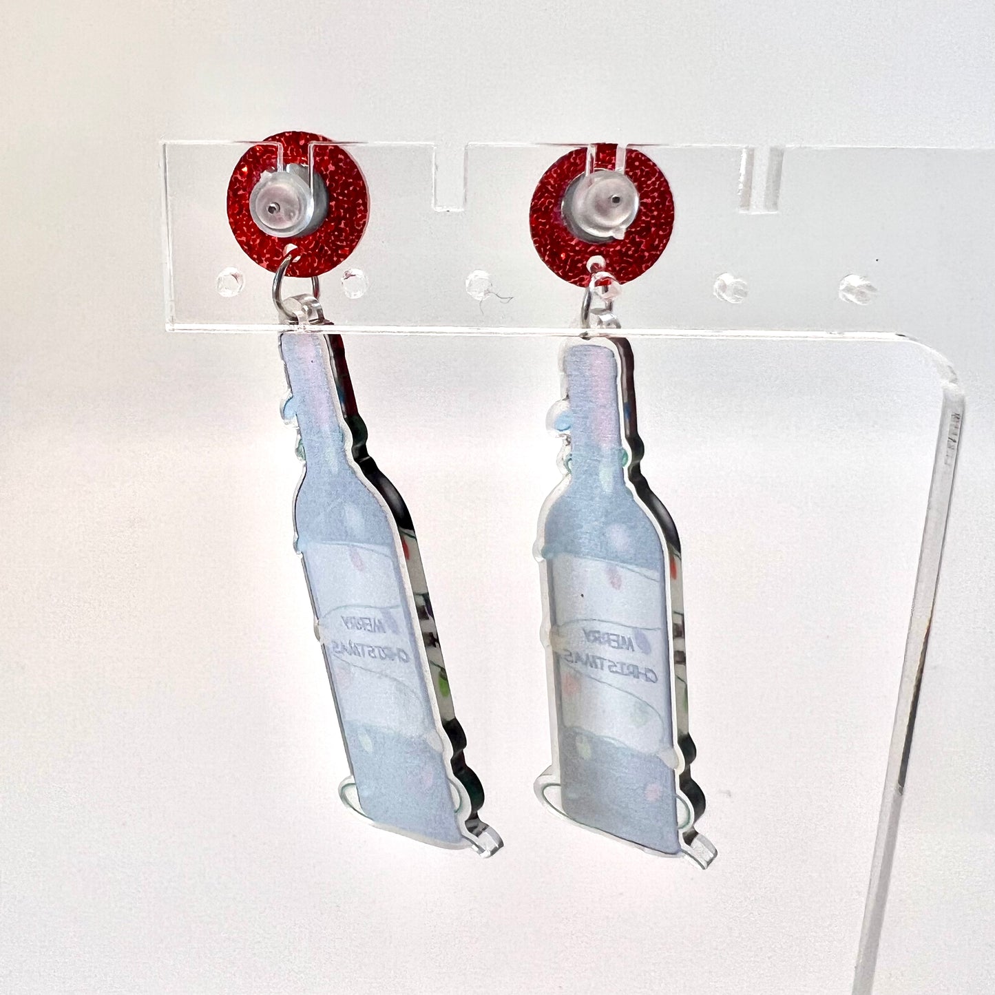 Christmas Wine Bottle Earrings