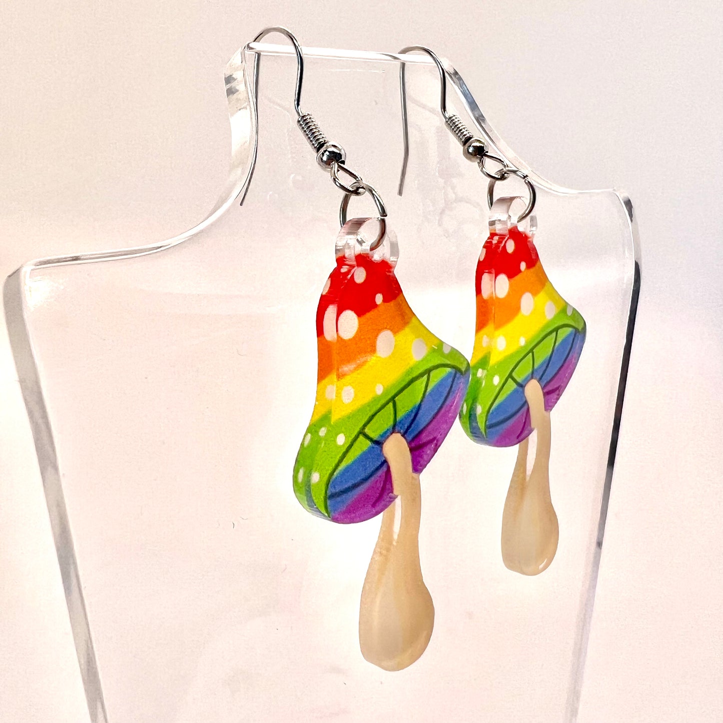 Rainbow Mushroom Earrings