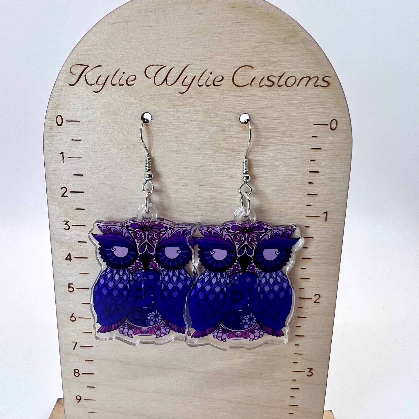 Purple Owl Earrings