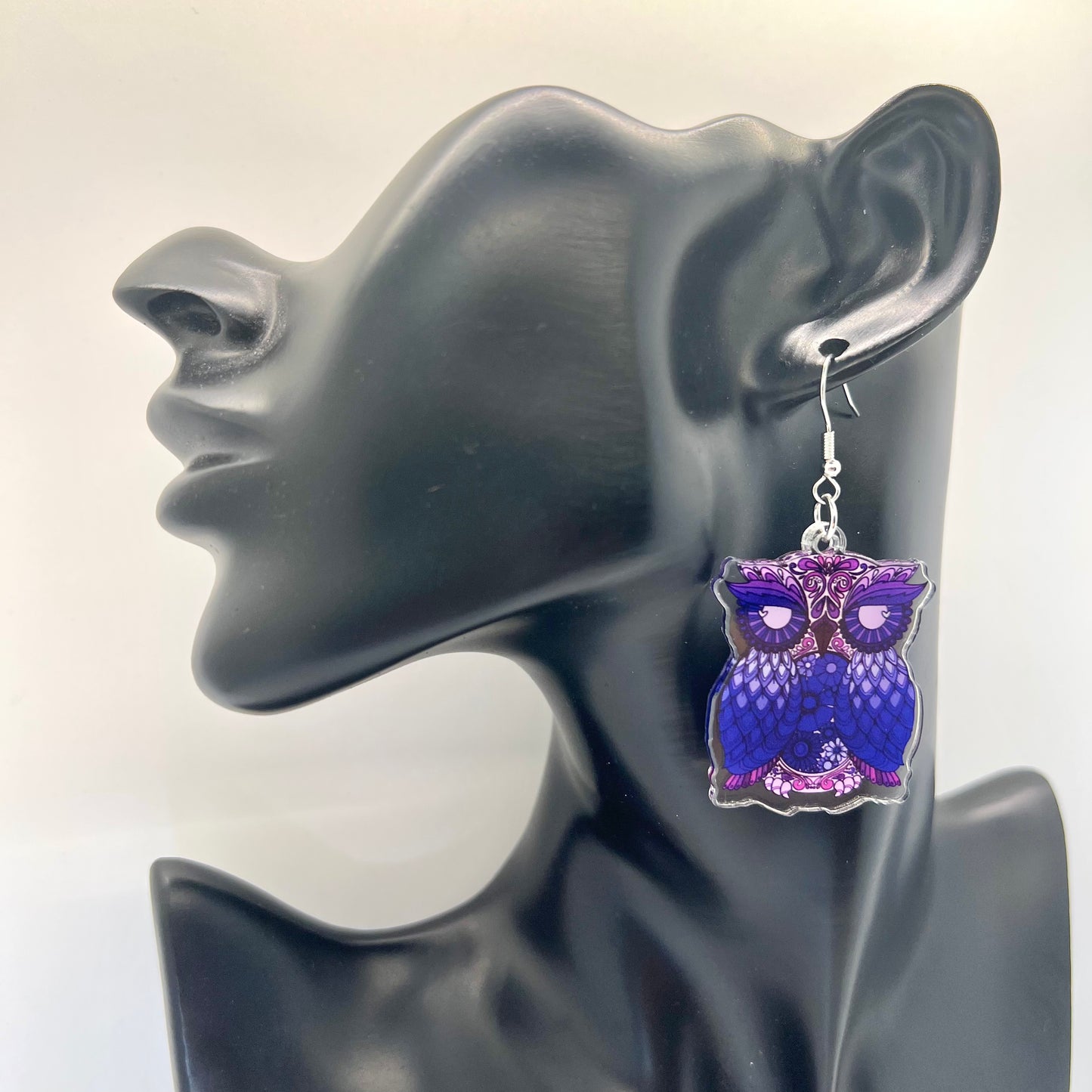 Purple Owl Earrings