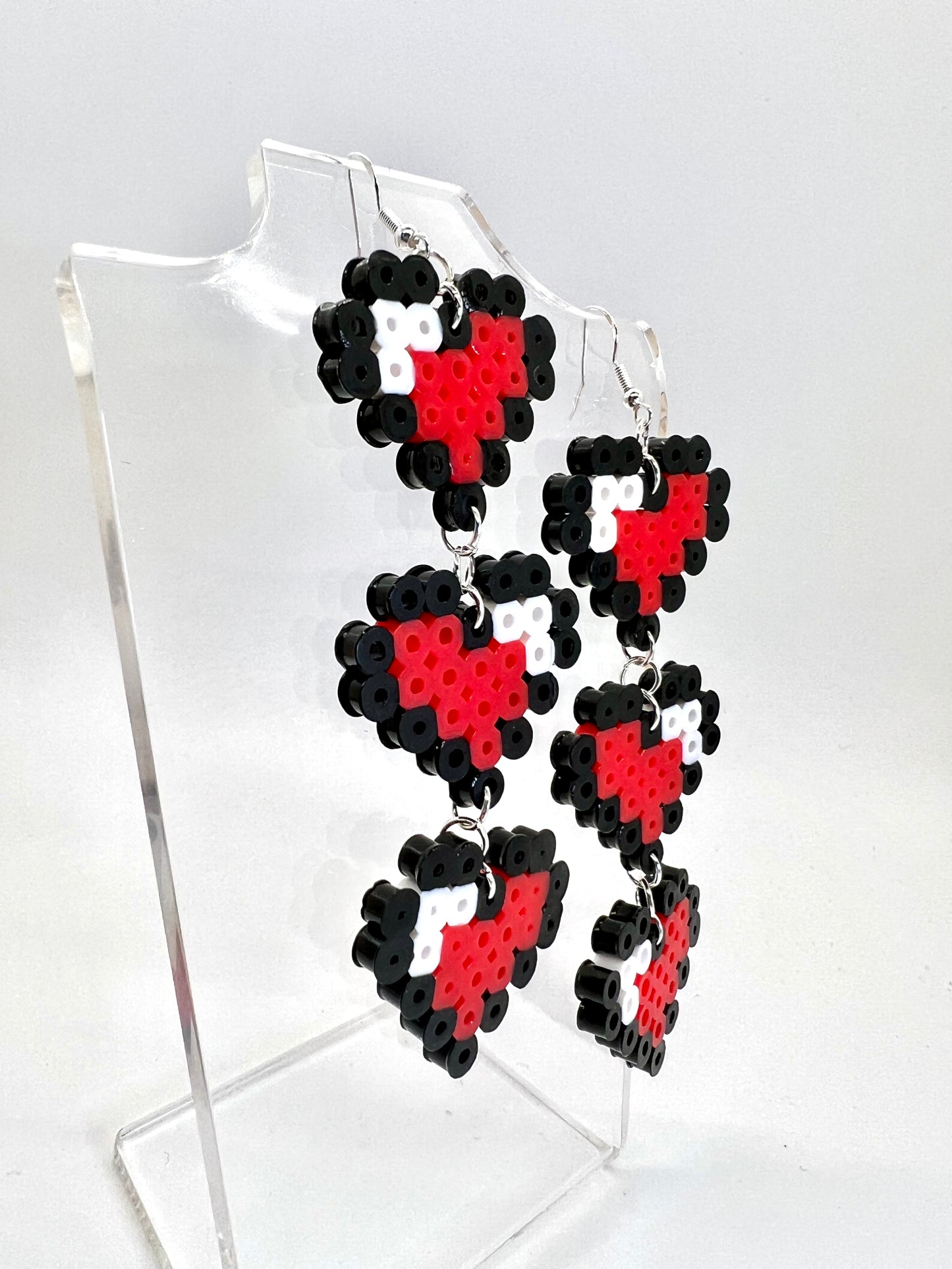 8-Bit Life Heart Chain Earrings