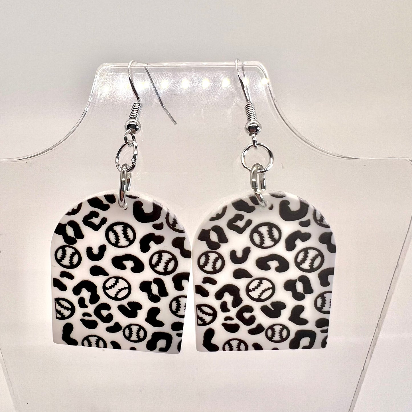 Baseball Cheetah Print Earrings