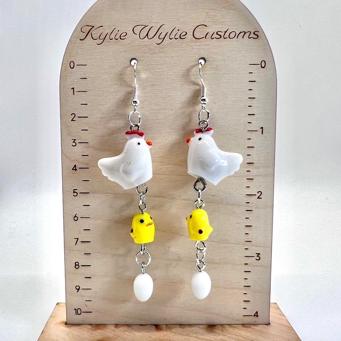 Chicken Family Chain Earrings