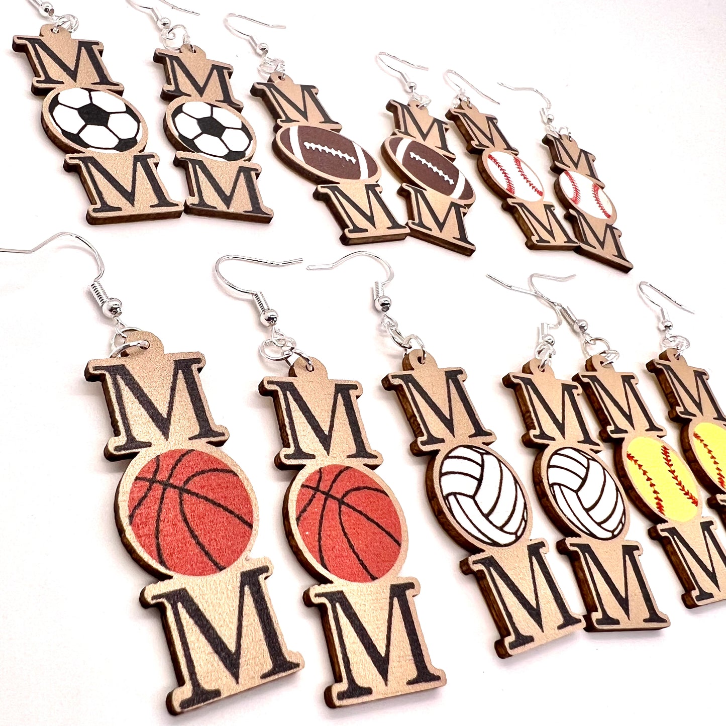 Sports Mom Wood Earrings