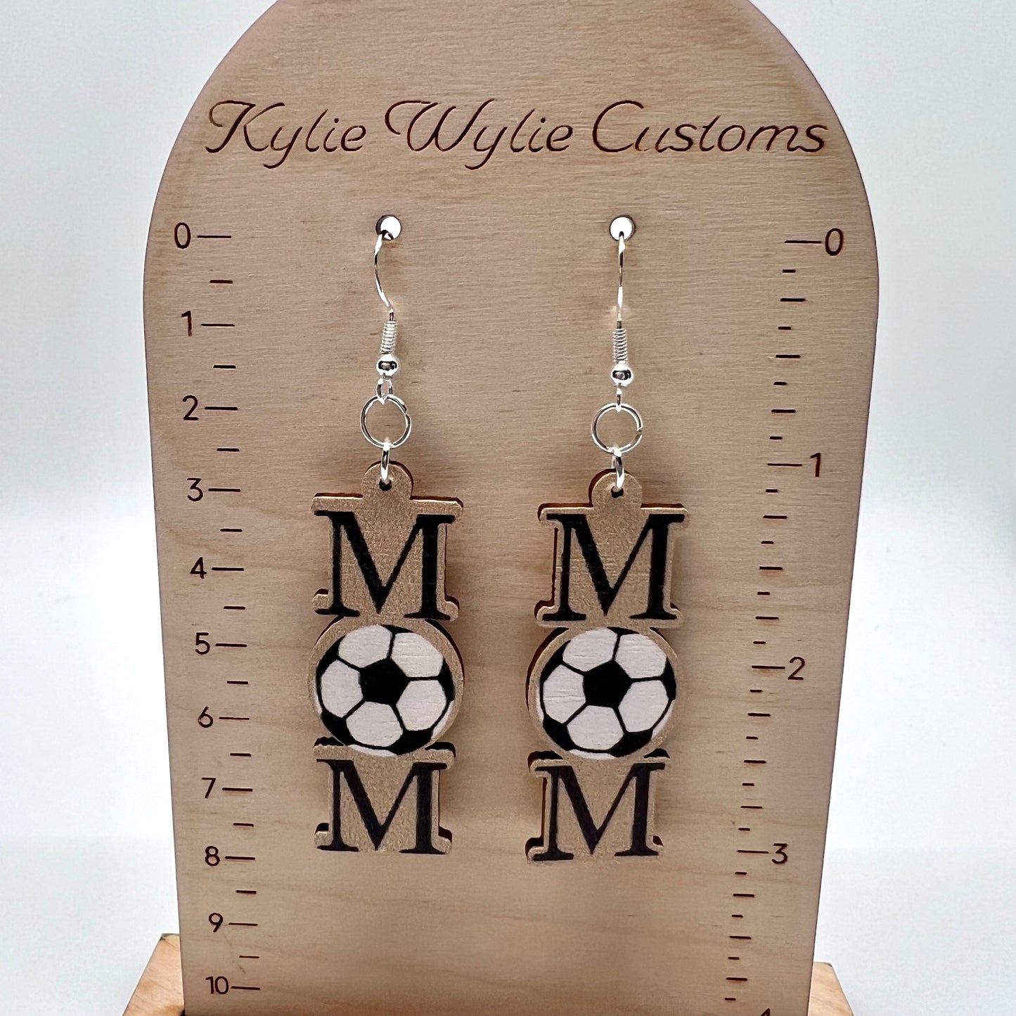 Sports Mom Wood Earrings
