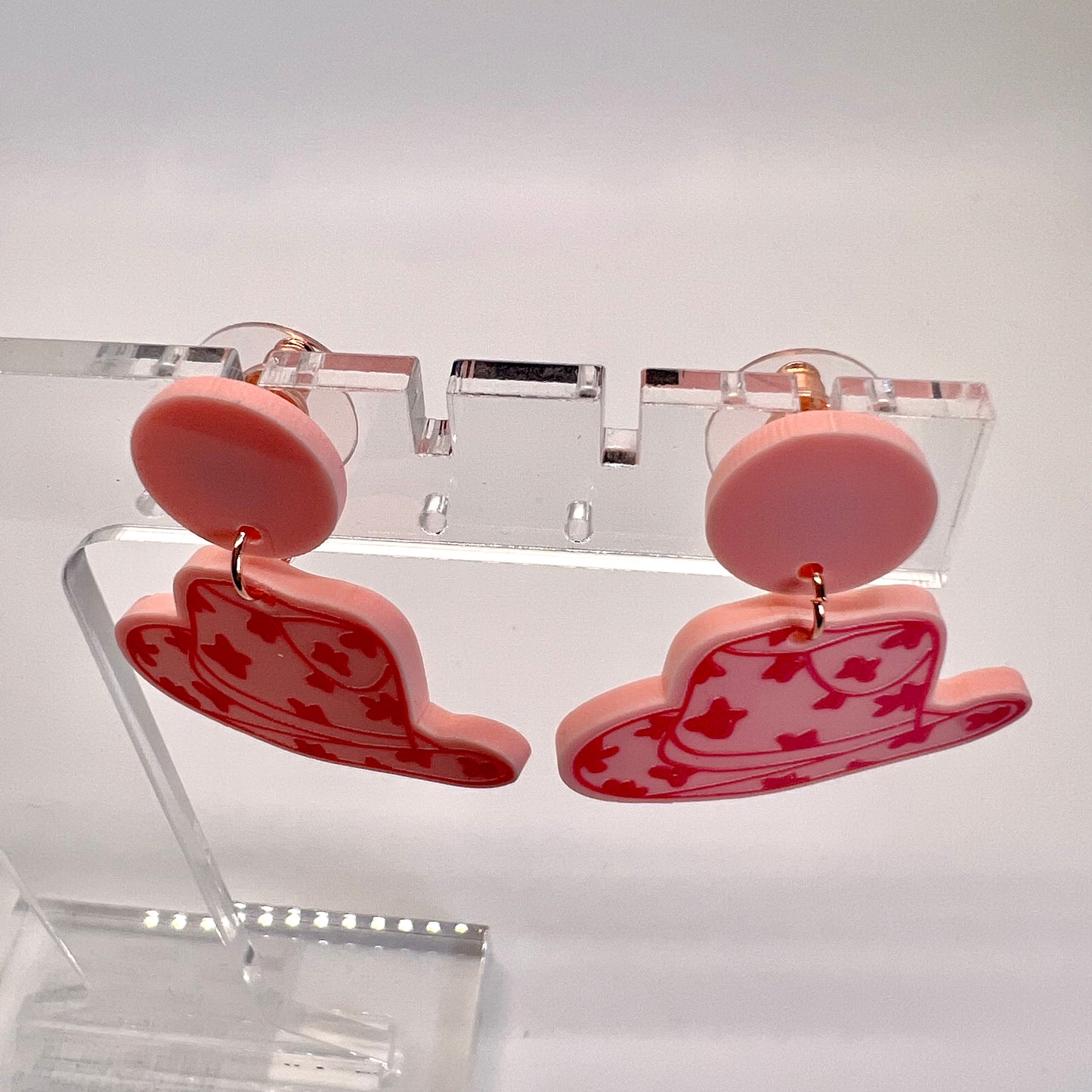 Pink Cowgirl Hat Earrings