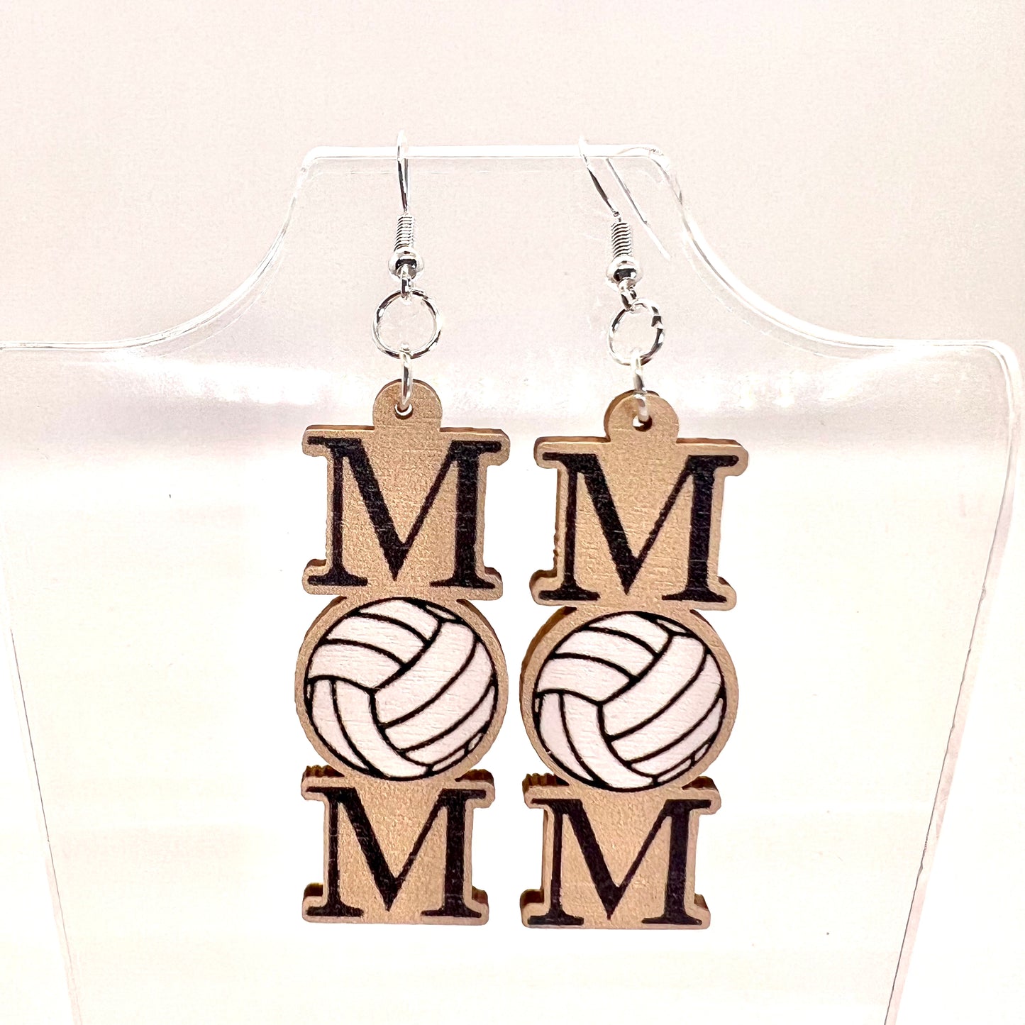 Sports Mom Wood Earrings