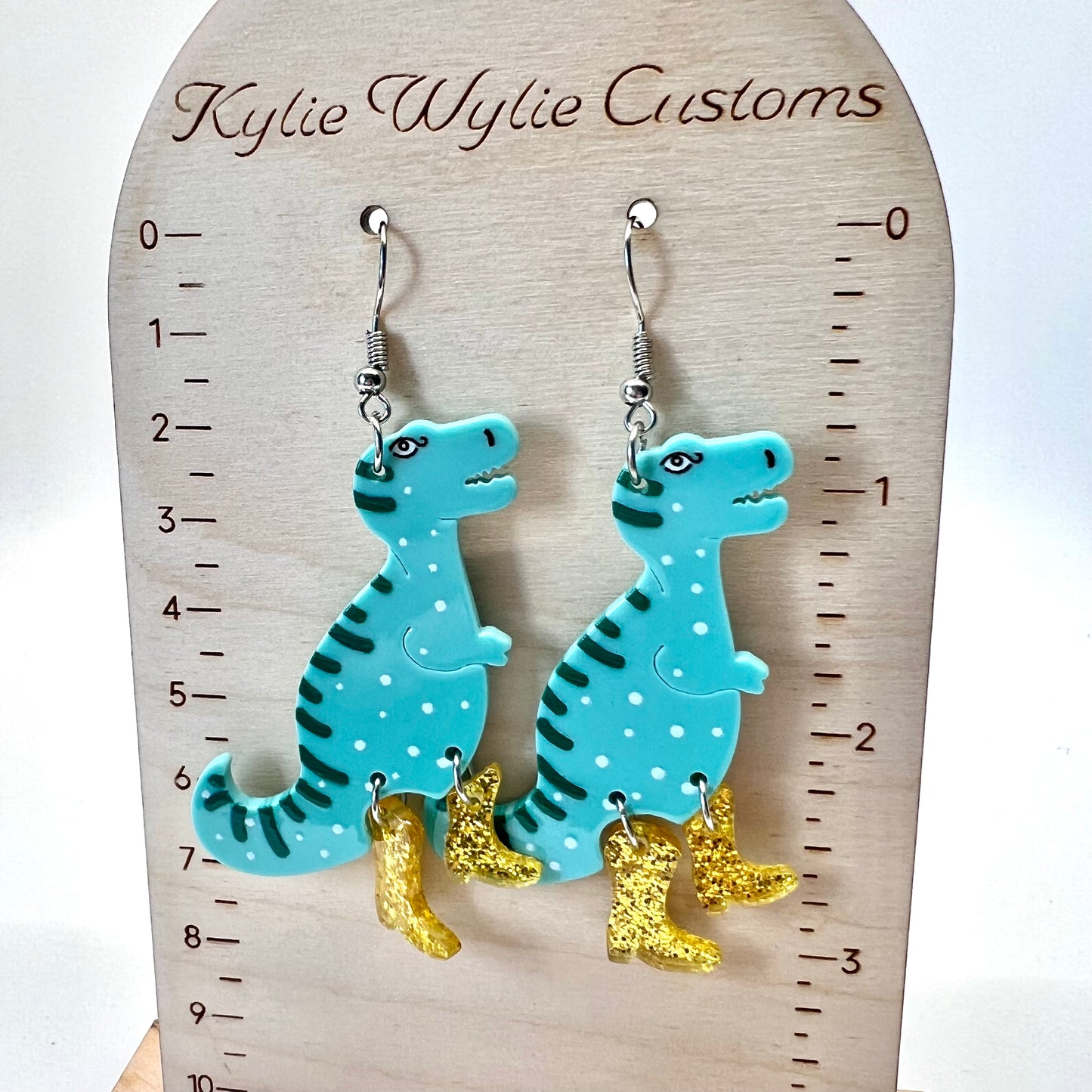 Dinosaurs With Gold Boots Earrings