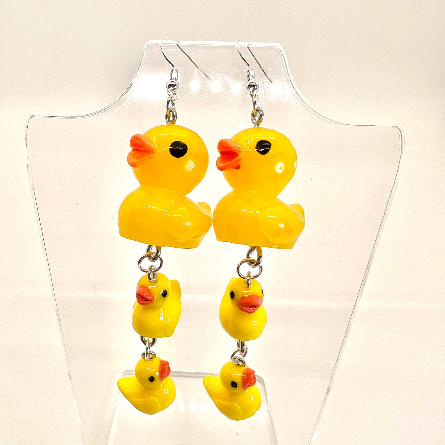 Large Rubber Duck Family Chain Earrings