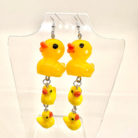 Large Rubber Duck Family Chain Earrings