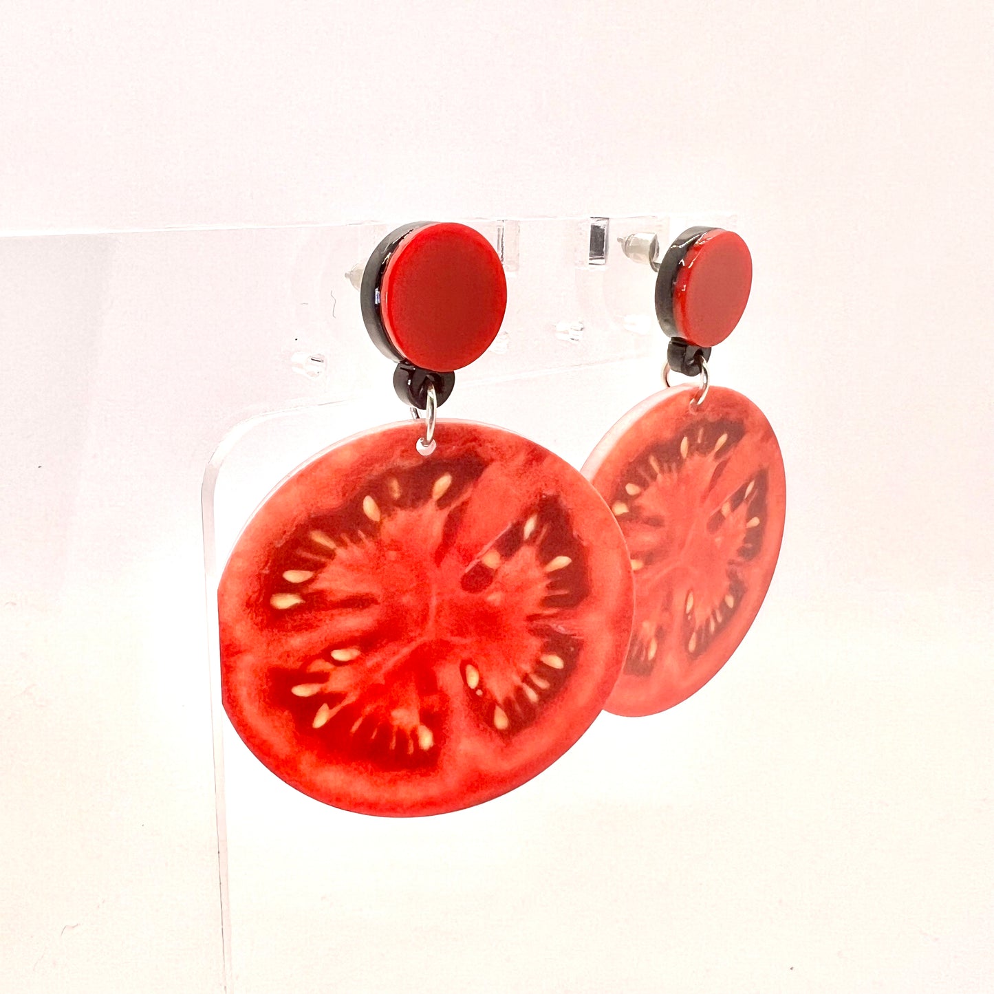 Large Tomato Slice Earrings
