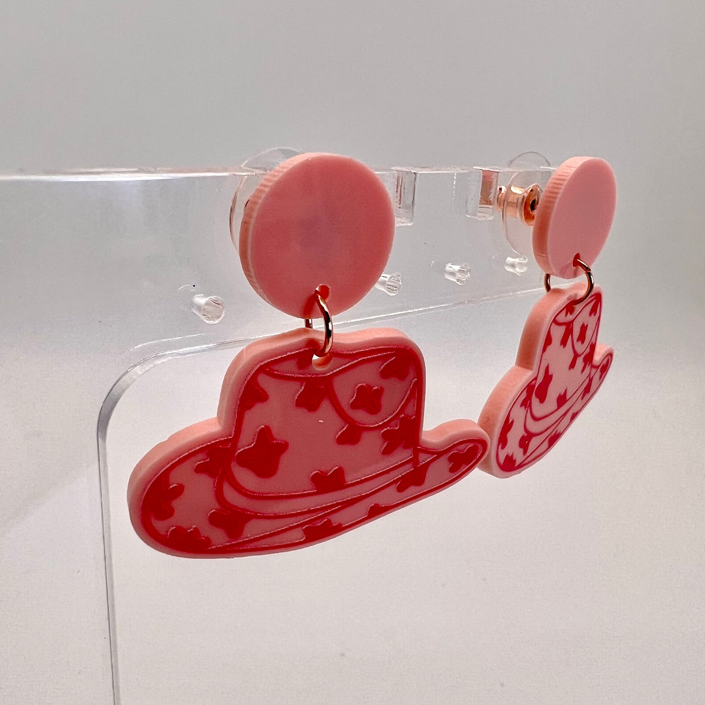 Pink Cowgirl Hat Earrings