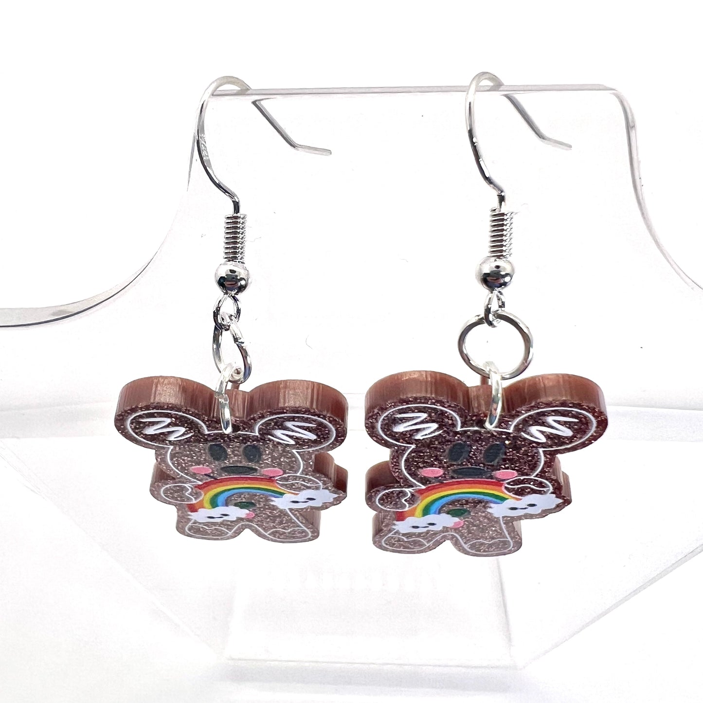 Mickey Rainbow Gingerbread Man Earrings