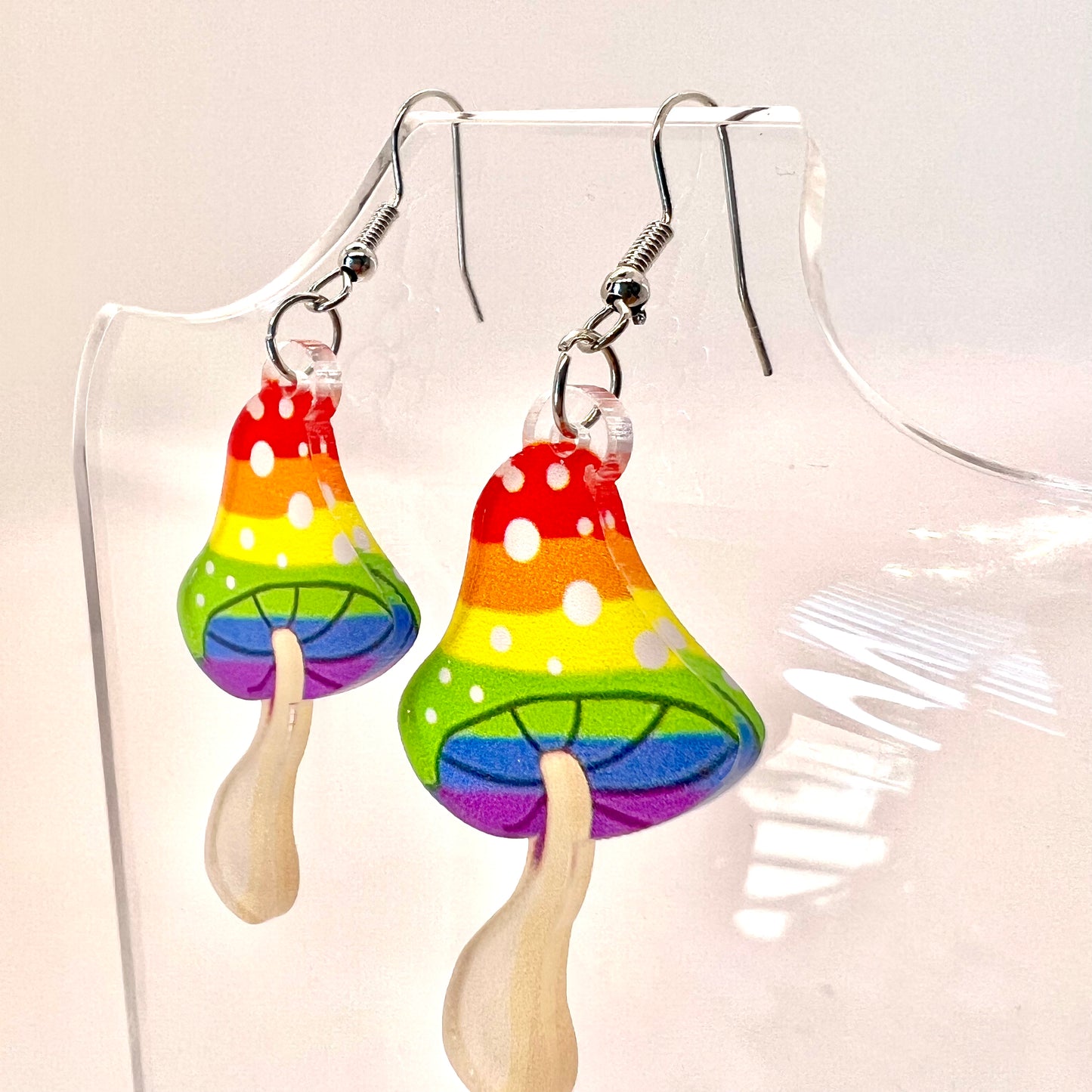 Rainbow Mushroom Earrings