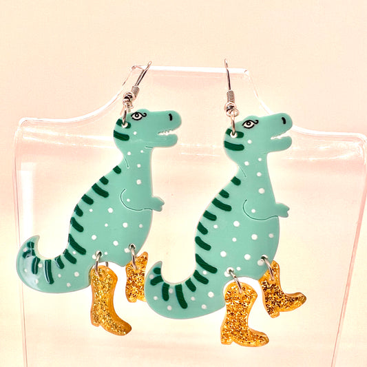 Dinosaurs With Gold Boots Earrings