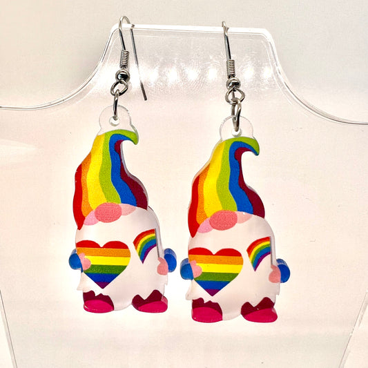 Rainbow Gnome Earrings