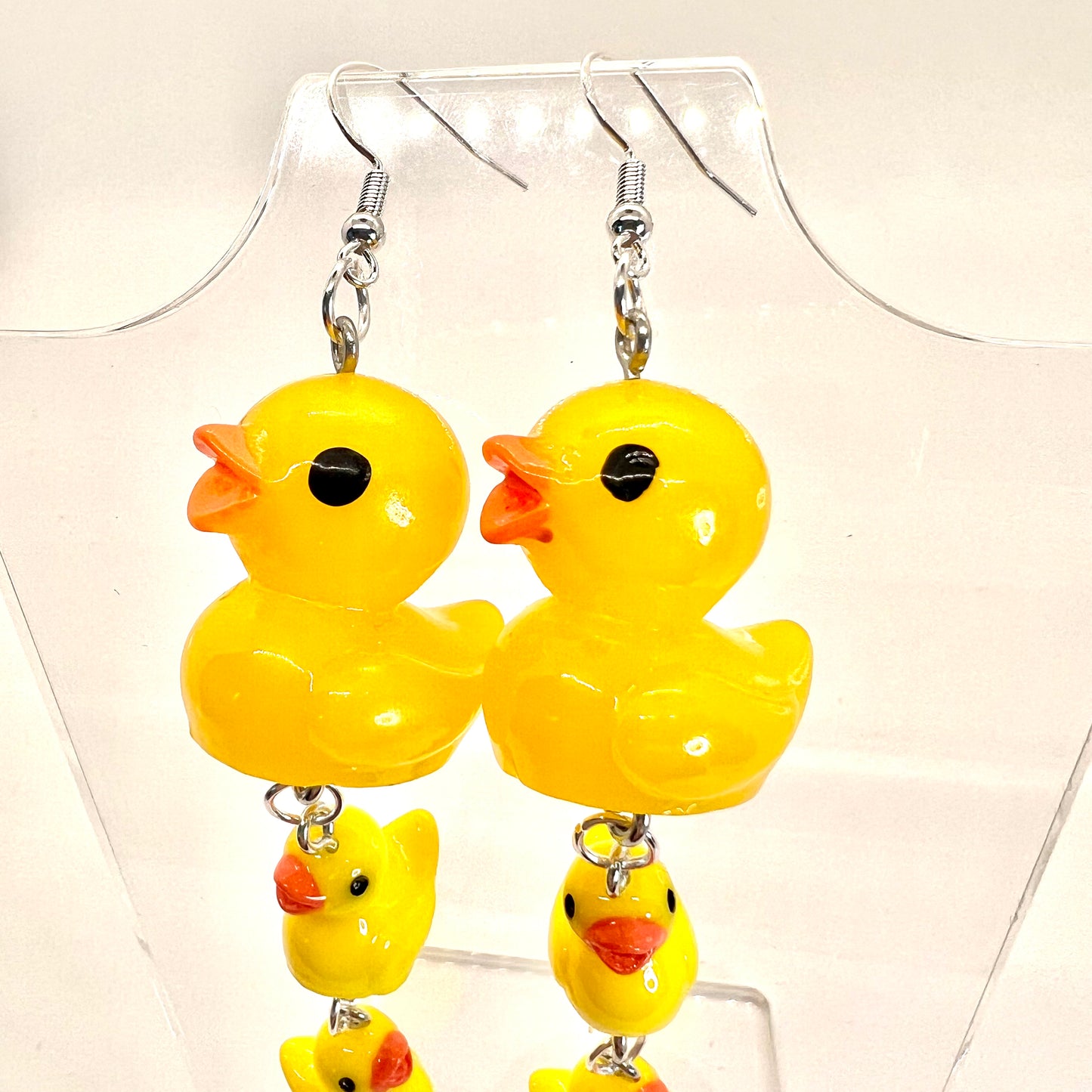 Large Rubber Duck Family Chain Earrings