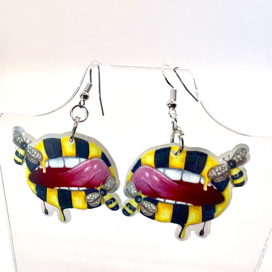 Honey Bee Lips Earrings